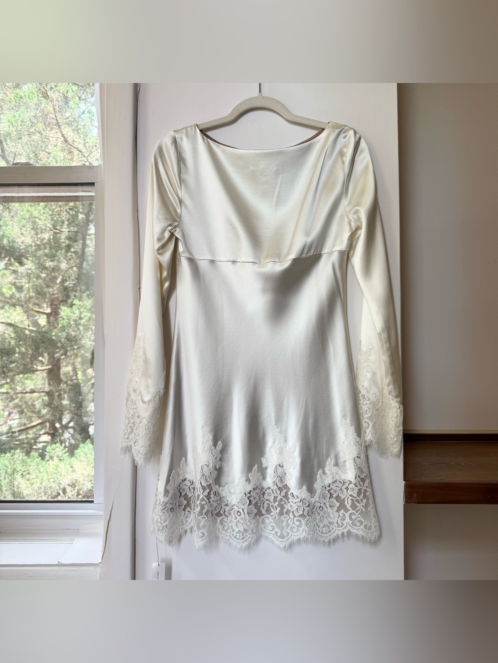 NWT Reformation Blanche Silk Long-Sleeve Mini Dress Ivory Bridal Small - Picture 8 of 16